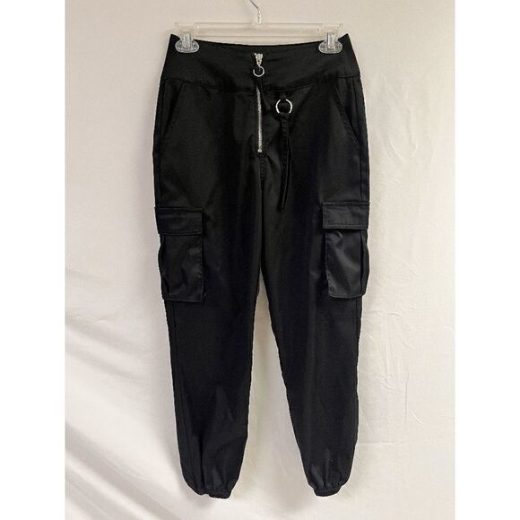 Wild Fable Womens High rise Faux Leather Casual Jogger Pants Black Size 00 - Picture 1 of 6